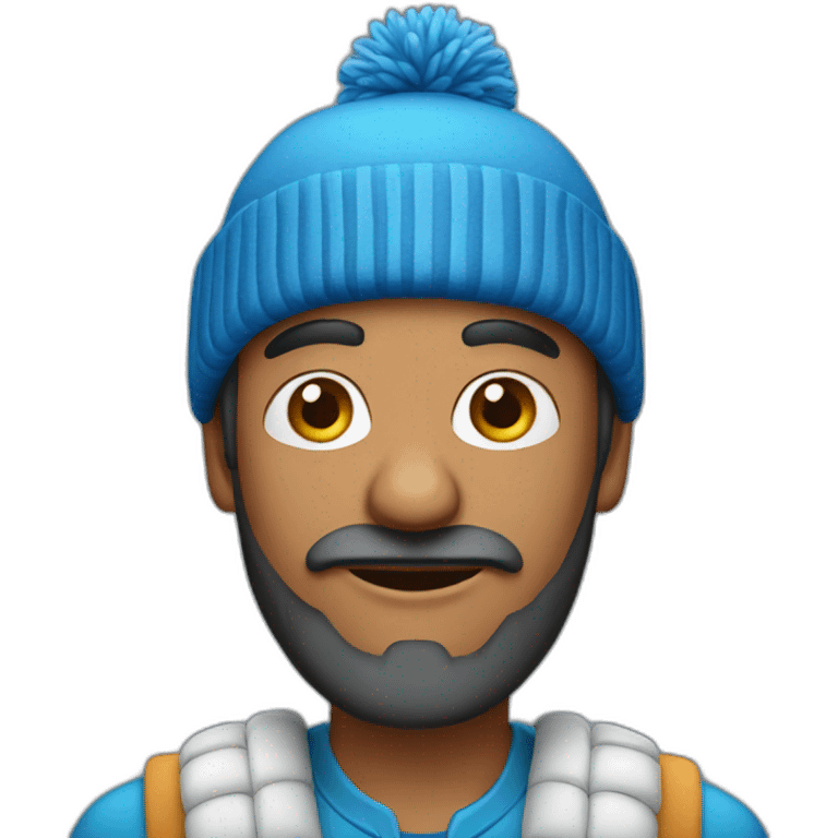 Indian man with blue bobble hat emoji