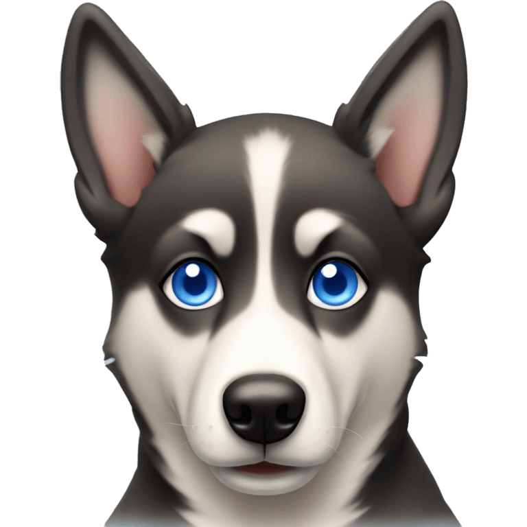 Christmas Shepsky dog with blue eyes emoji