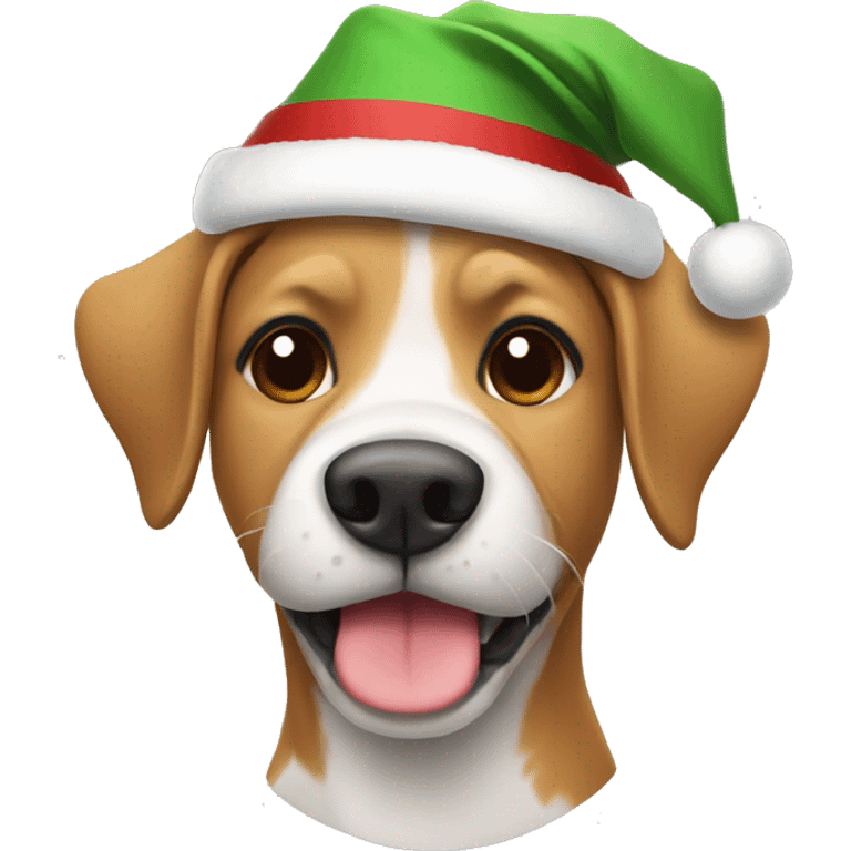 Dog wearing Christmas hat emoji