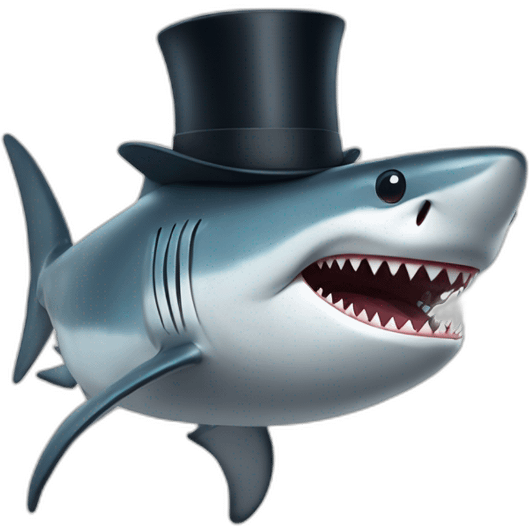 Shark with a top hat emoji