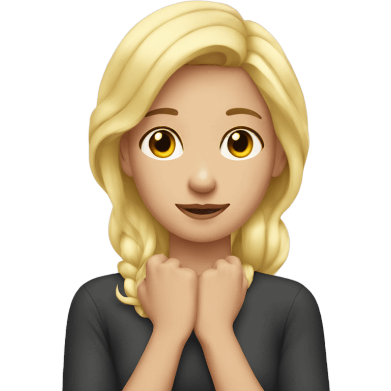 blonde girl hands on her neck emoji