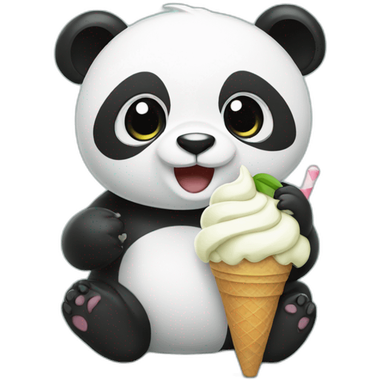 Panda eating ice cream emoji