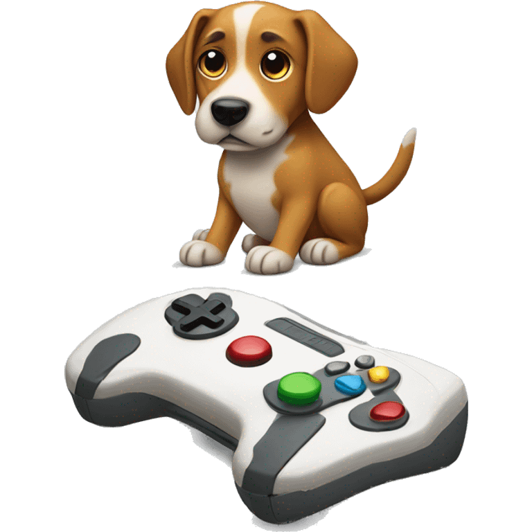 Dog playing video game emoji