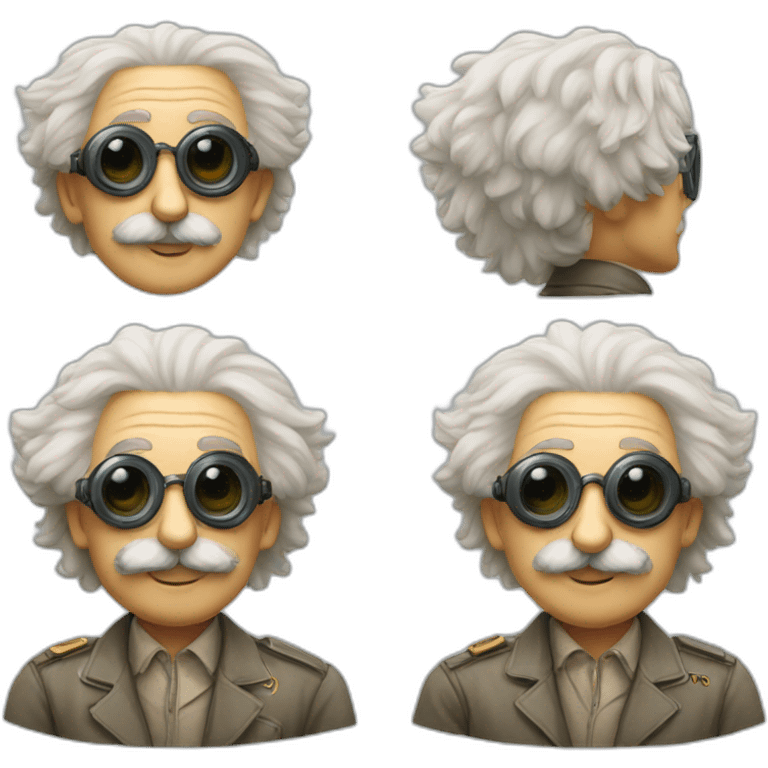 Albert Einstein wearing pilot goggles emoji