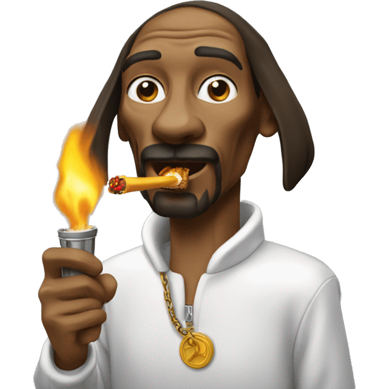 Snoop dog eating  a torch emoji