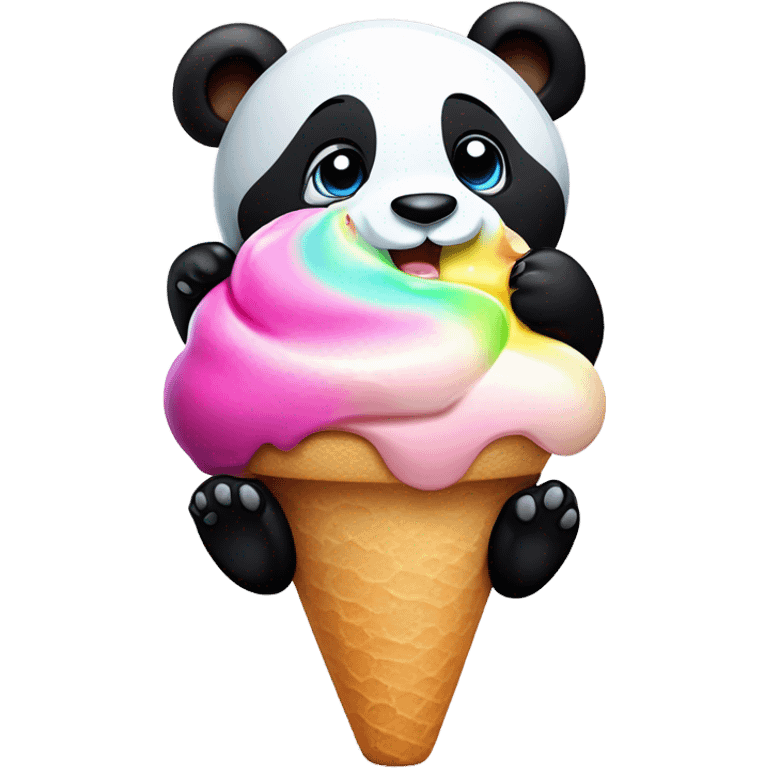 Panda eating ice cream emoji