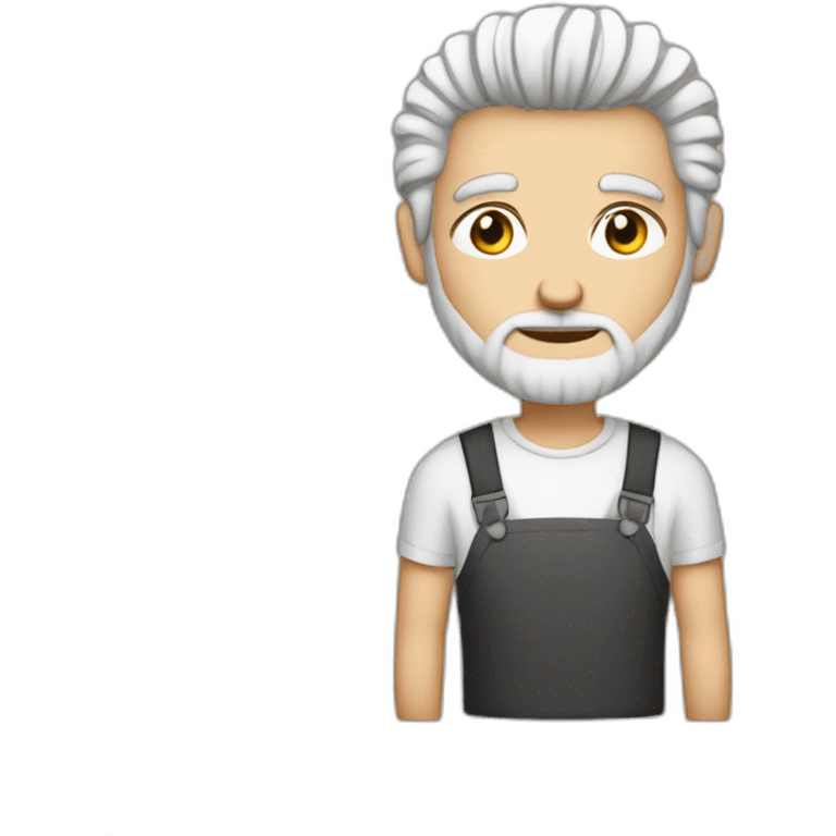 Man with short salt and pepper hair and goat beard typing i'm a notebook emoji