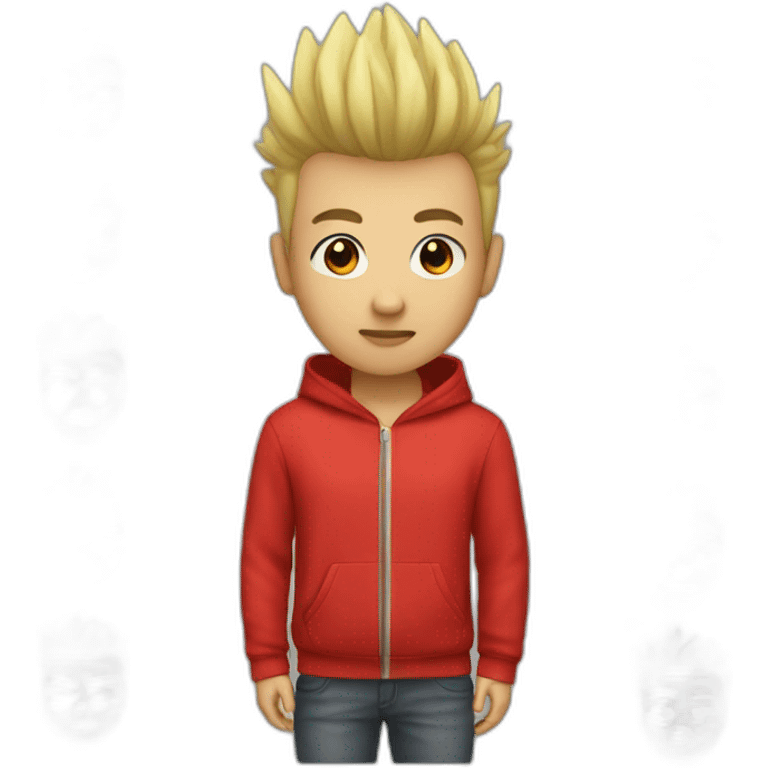 Asian male with mohawk with blonde highlights wearing a red hoodie emoji