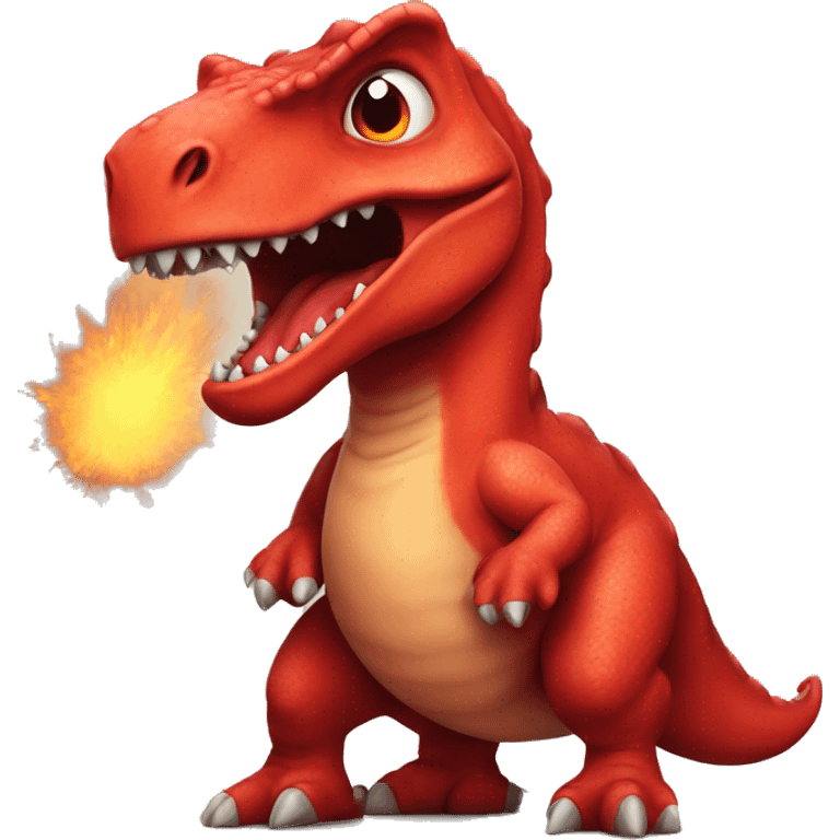 red dinosaur is angry in the eyes of fire emoji