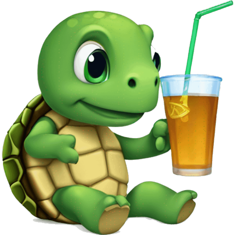 turtle holding a drink emoji