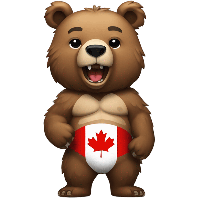 Grizzly bear with Canadian flag tatoos emoji