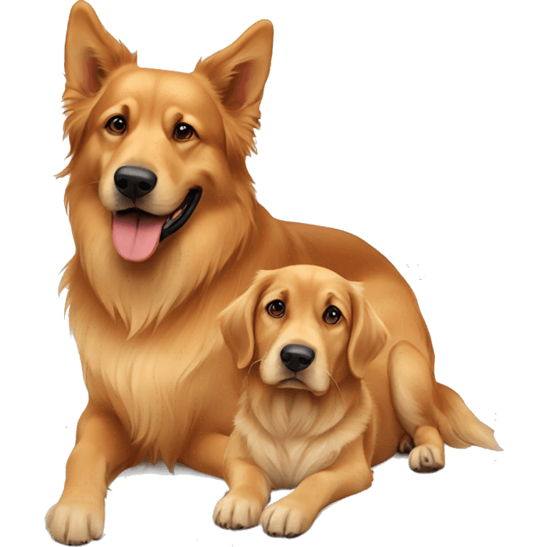 red golden retriever with german shepard emoji