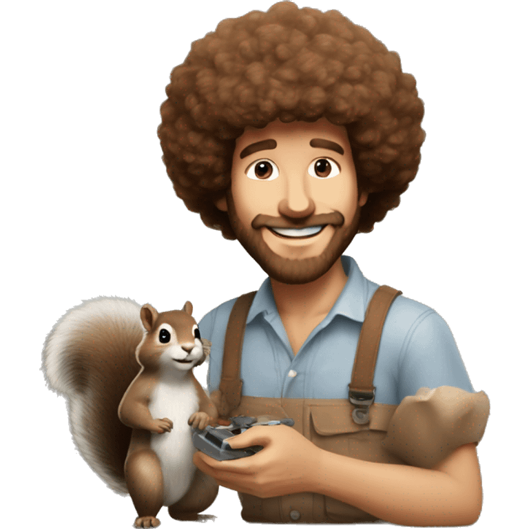 bob ross painting a picture with his pet squirrel emoji