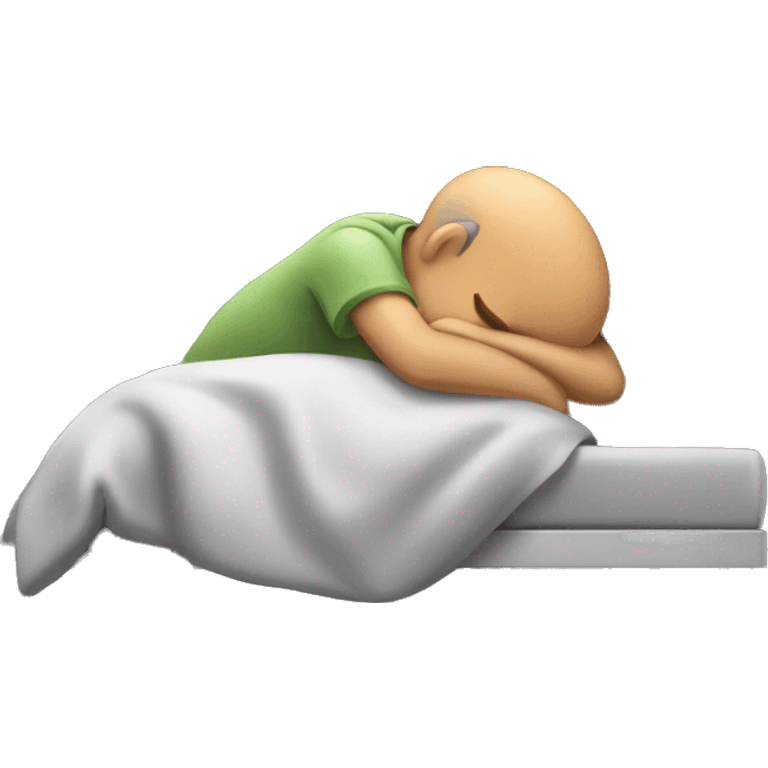 Man sleeping of roof of house.  emoji