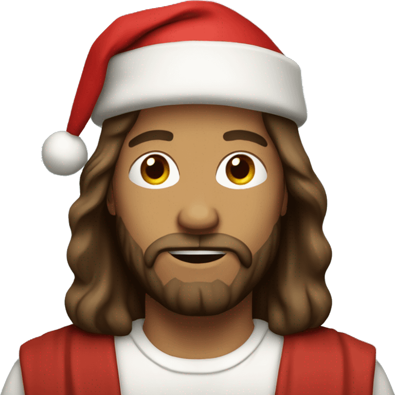 Jesus wearing a Santa hat emoji