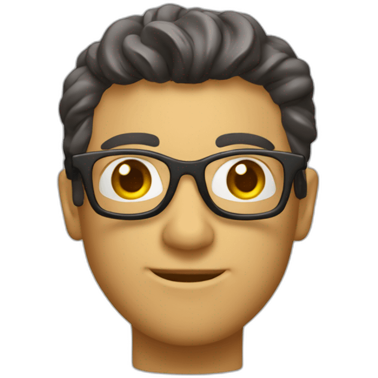 Chico con lentes haciendo una escultura emoji