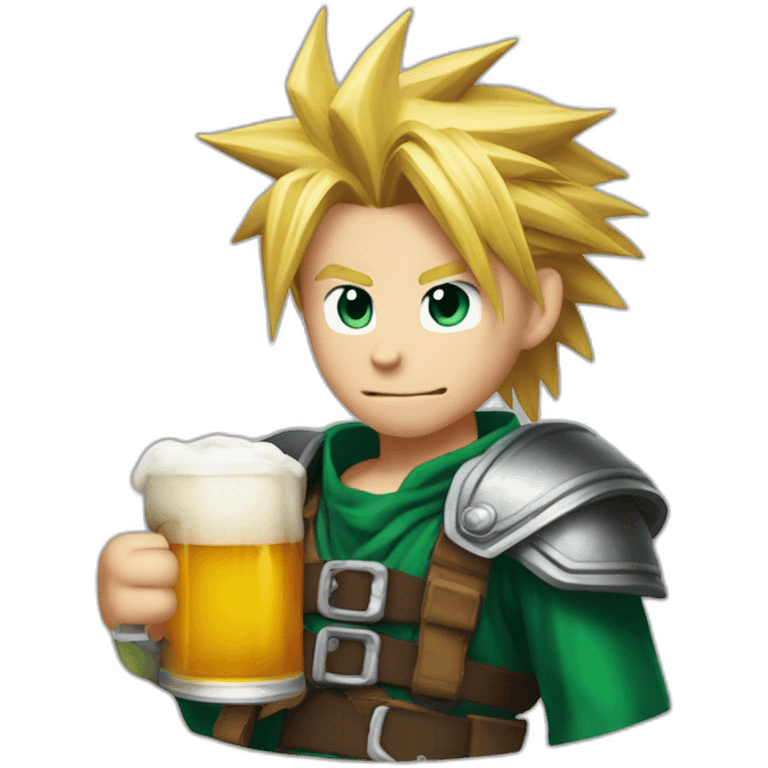 cloud strife holding a beer emoji