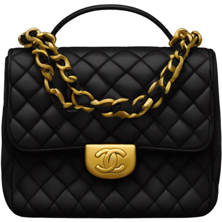 channel bag in black and gold  emoji