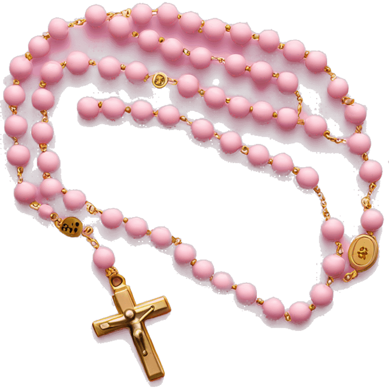 Light pink with gold cross rosary  emoji