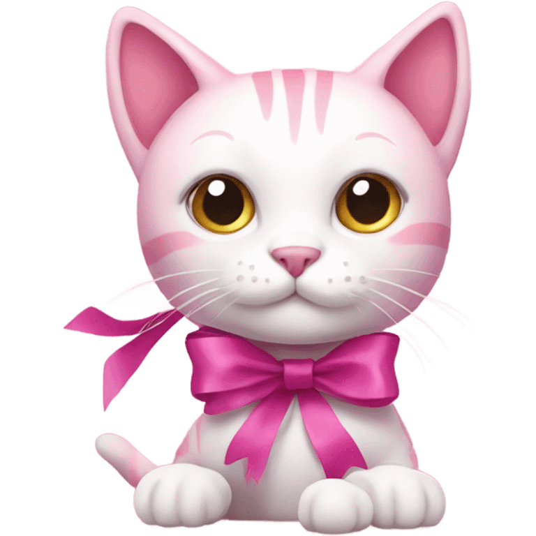 Pink cat with ribbon emoji