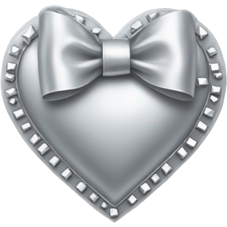 a silver heart-shaped studded bow emoji