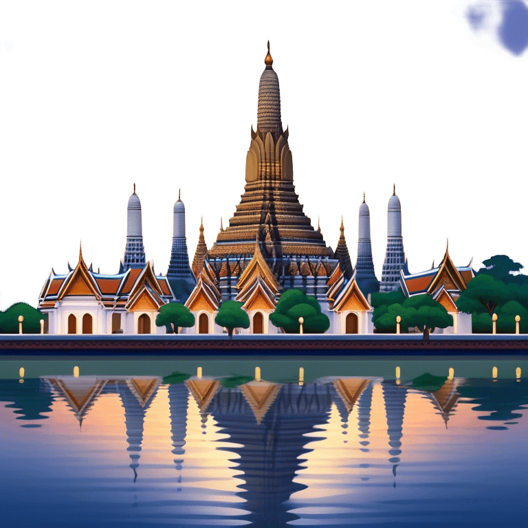 Cinematic Realistic Wat Arun Landmark Emoji, depicted with majestic temple spires illuminated against twilight rendered with intricate detail and soft, ethereal lighting. emoji