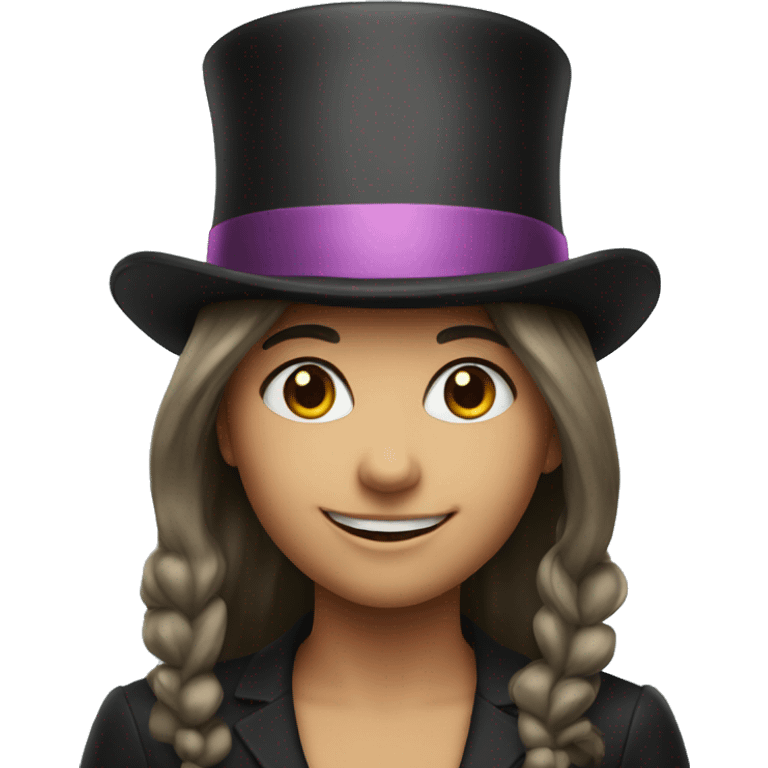 smiling girl in top hat emoji