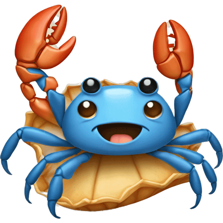 Crab holding a seashell emoji