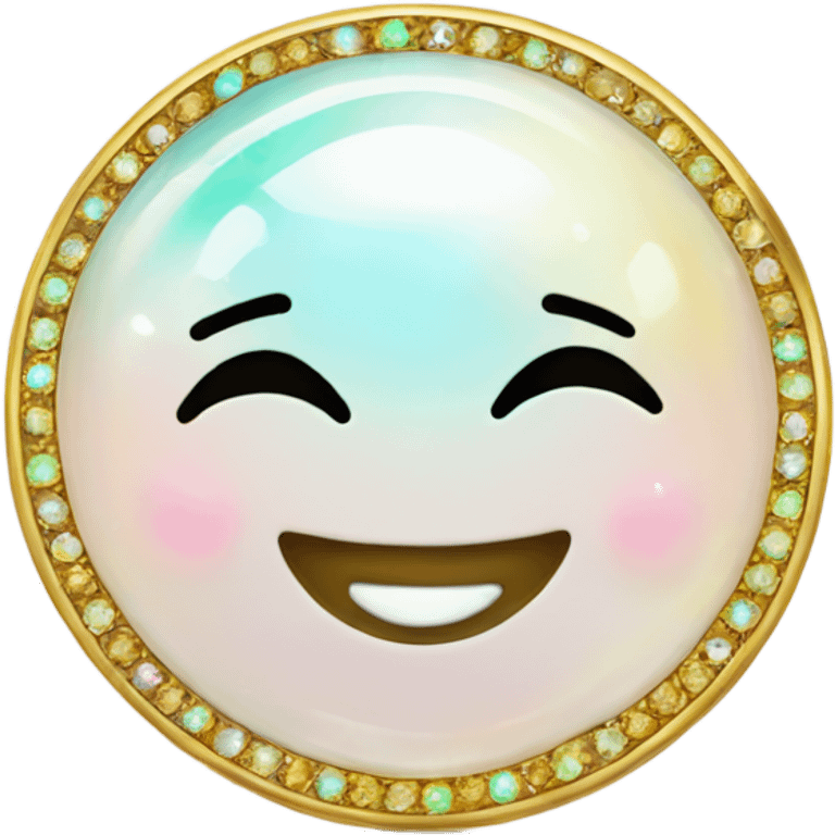 opal gemstone smiley face gold border emoji