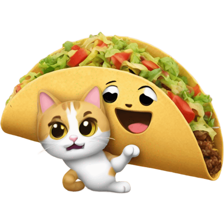 Taco with a cat eating it emoji