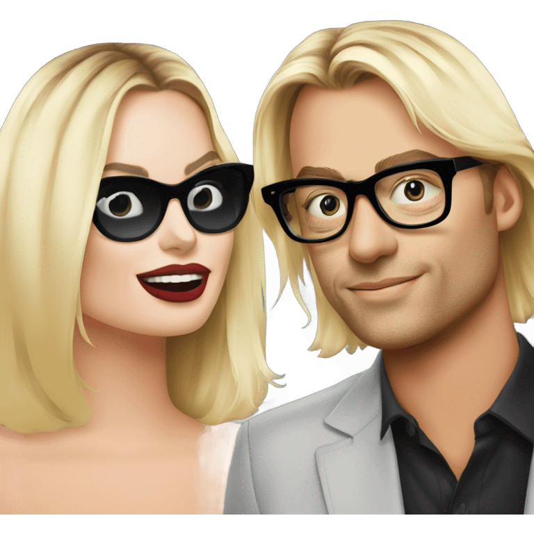 Margot Robbie kiss wearing black glasses  emoji