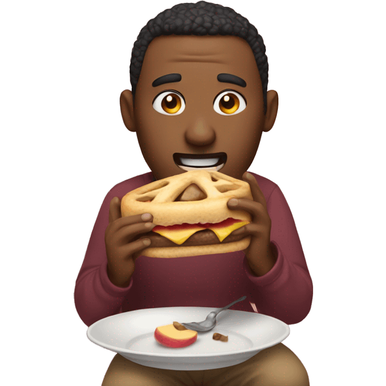 a guy eating a marchmellow emoji