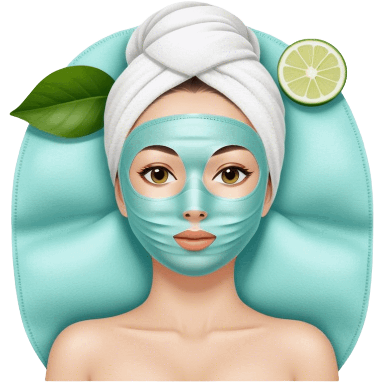 Lady with face mask spa beauty full face relaxing emoji