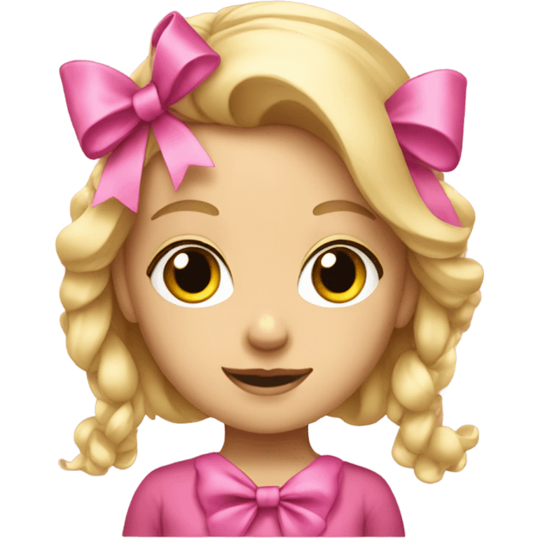 Blonde girl with pink bows in hair  emoji