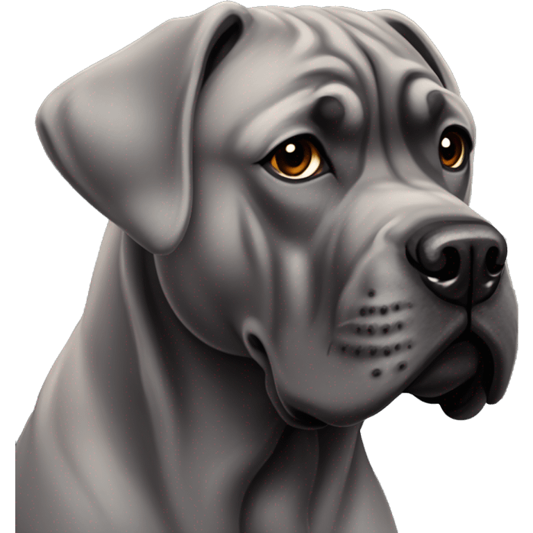 gray cane corso dog with floppy ears emoji