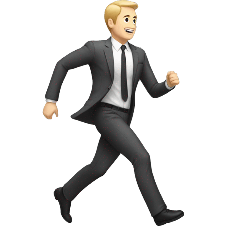 white man running full body with suit emoji