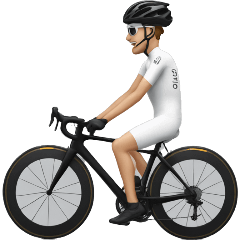 Roadcycling black bike, white cyclist wearing black clothes emoji