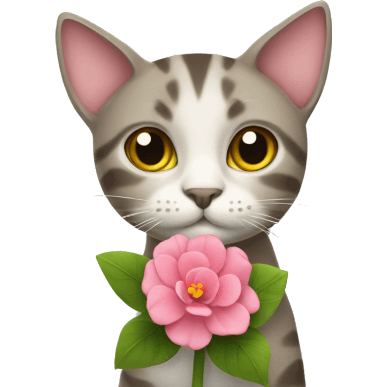 Cat holding flower  emoji