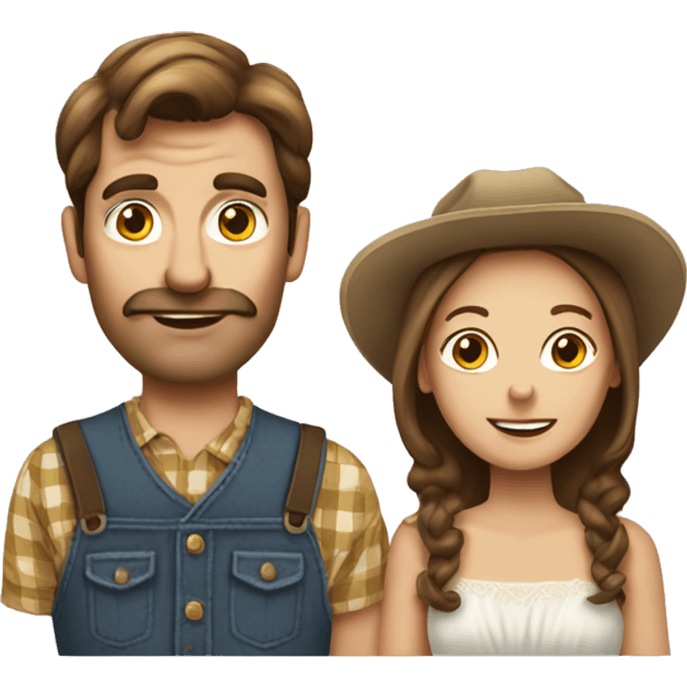 Two brown haired hillbillies married with their 4 kids emoji