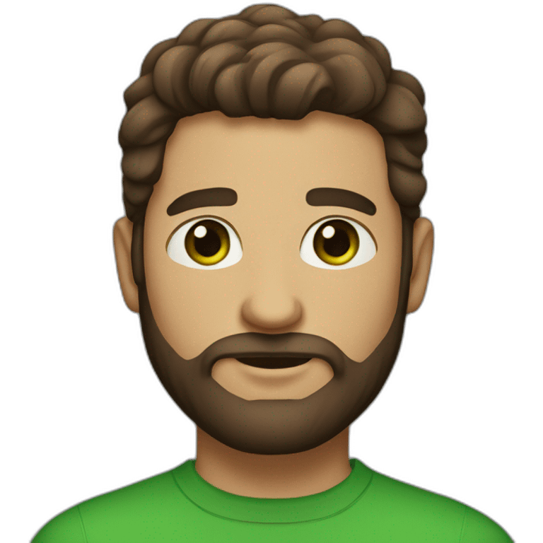 a medium and brown beard man with green eyes emoji