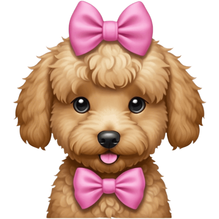 Mini goldendoodle with pink bow emoji