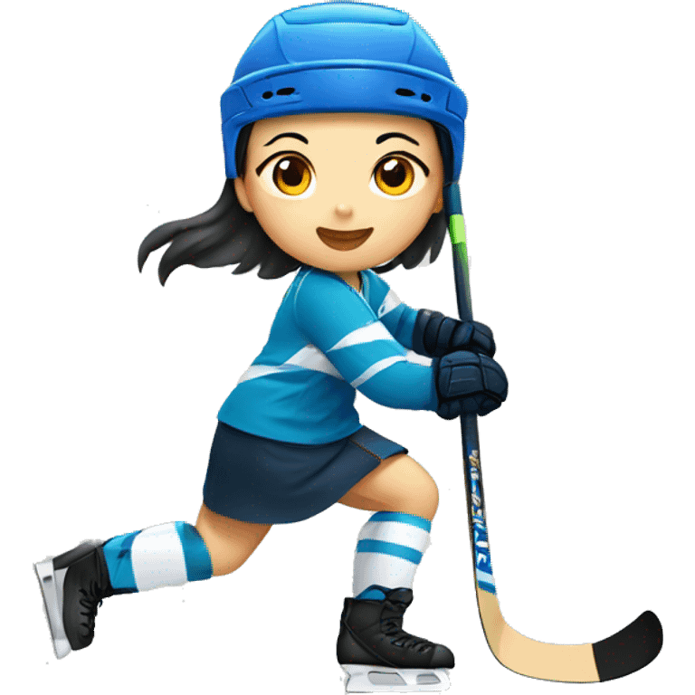 Chinese girl playing hockey emoji