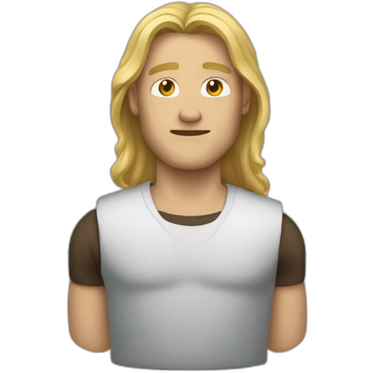 Man with blonde long hair and broken arm emoji