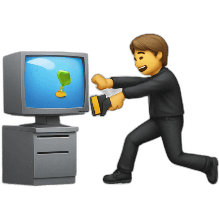 man throwing computer emoji