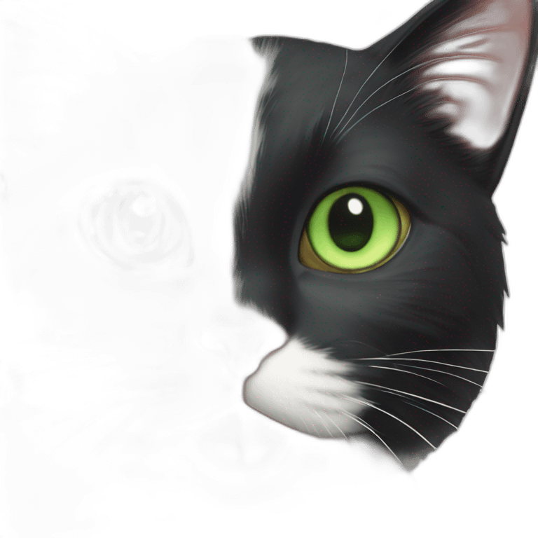 white cat with light green eyes is washing by tongue another black cat emoji