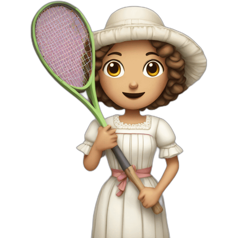 Kawaii historical spanish woman with tennis racket emoji