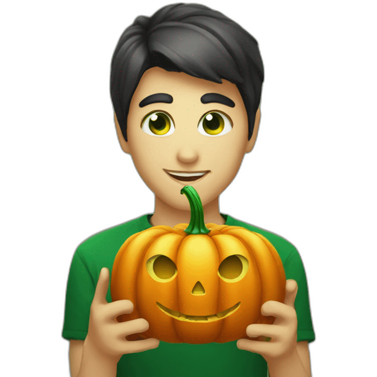 Green eyes pumpkin emoji