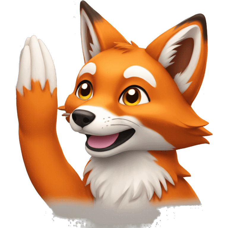 fox greeting with waving paws emoji