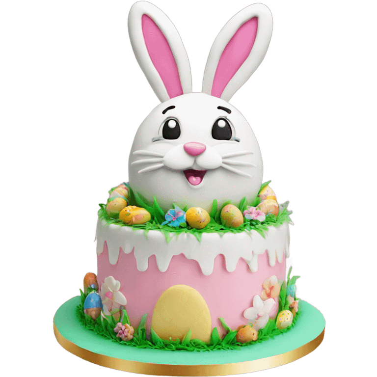 beautifully decorated 2 tier Easter bunny cake emoji