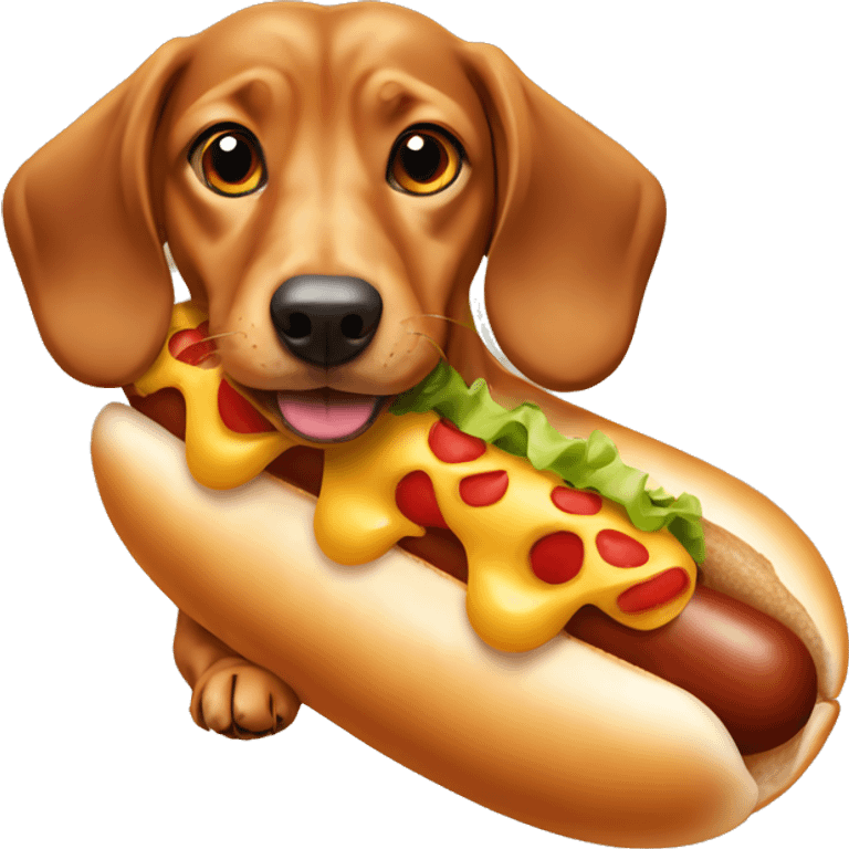 Dashshund in a hotdog  emoji